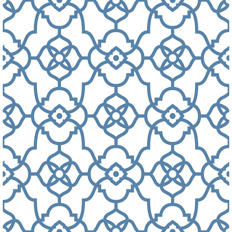 A-Street Prints Atrium Blue Trellis Wallpaper
