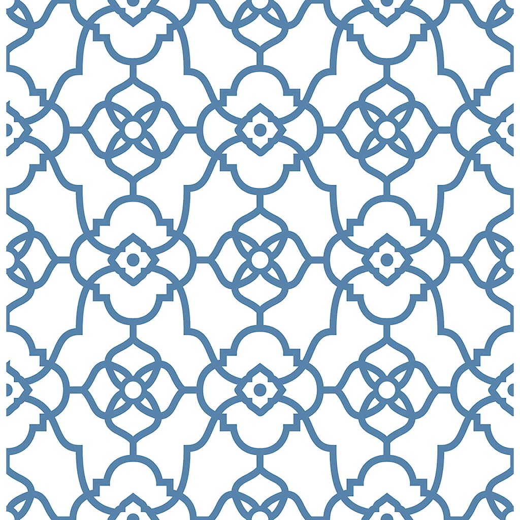 A-Street Prints Atrium Blue Trellis Wallpaper