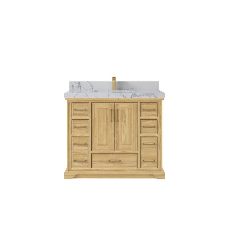 Willow Collections 42 in. W x 22 in. D Charlotte Teak Single Sink Bathroom Solid Teak Vanity with Countertop