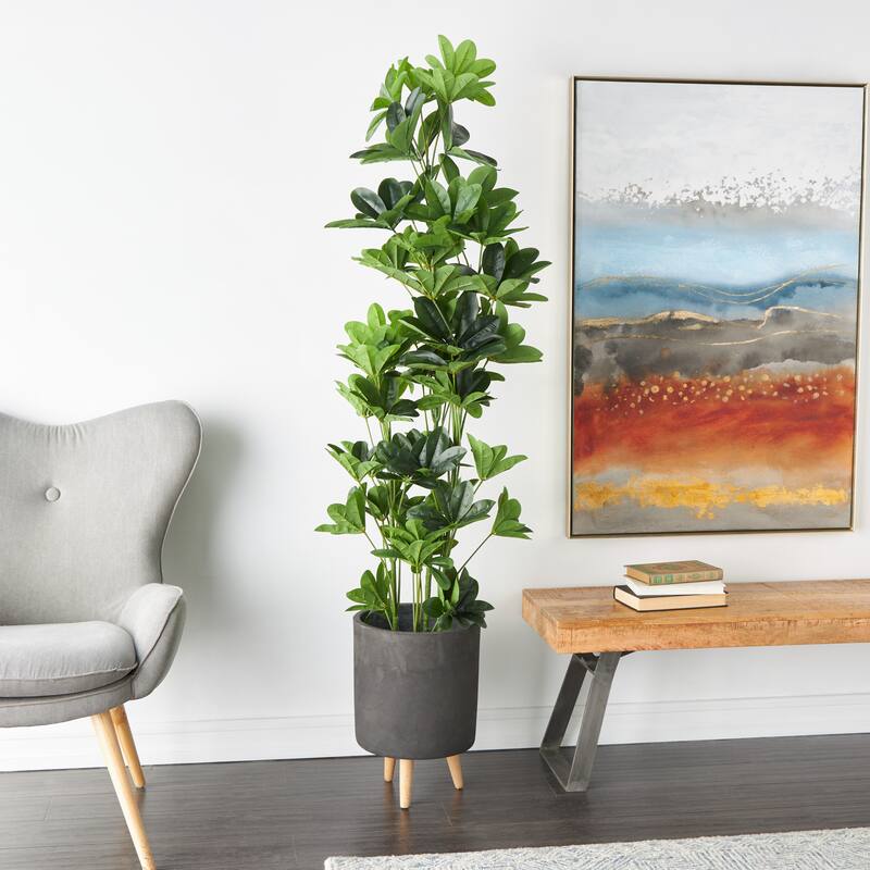 Faux Foliage Money Tree Tall Artificial Tree with Black Pot - Green - Roche River Decor - 24"W x 30"L x 63"H