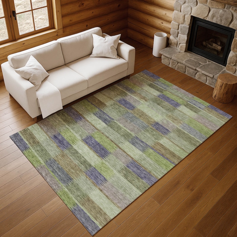 Premium Washable Super Soft Geo Stripe Mayfield Rug