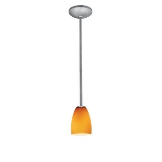 Access Lighting Sherry - E26 LED Rod Pendant - Brushed Steel Finish - Amber Glass Shade