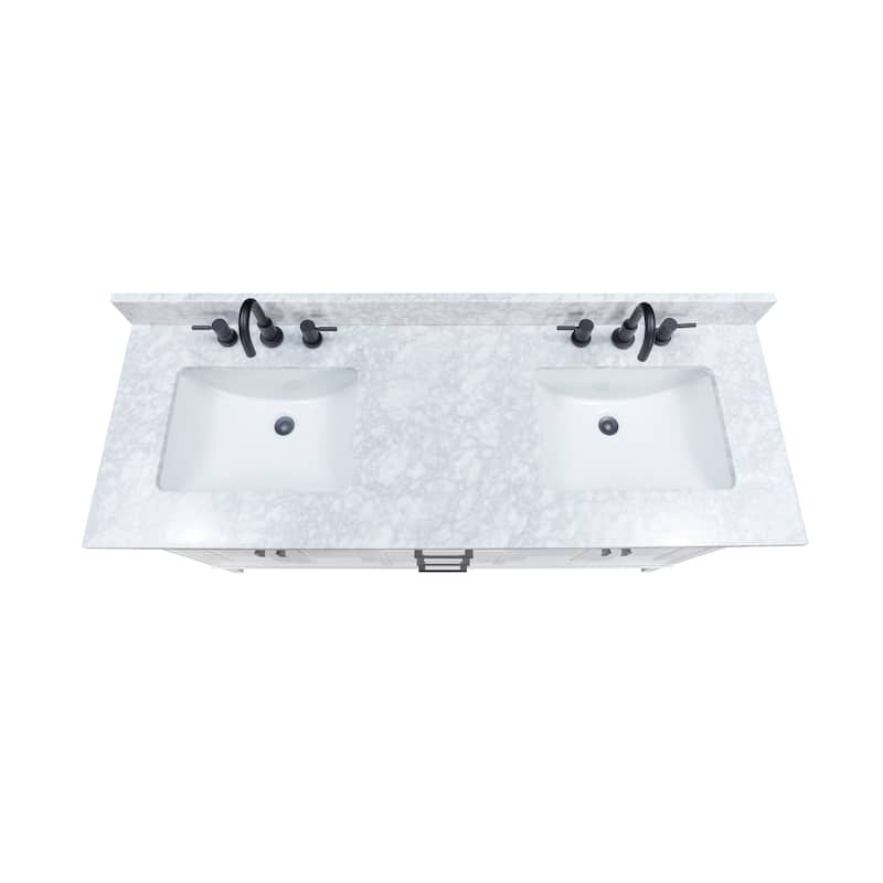 Madison 60 in. Double Sink Bathroom Vanity in White with Top - 61"W x 22"D