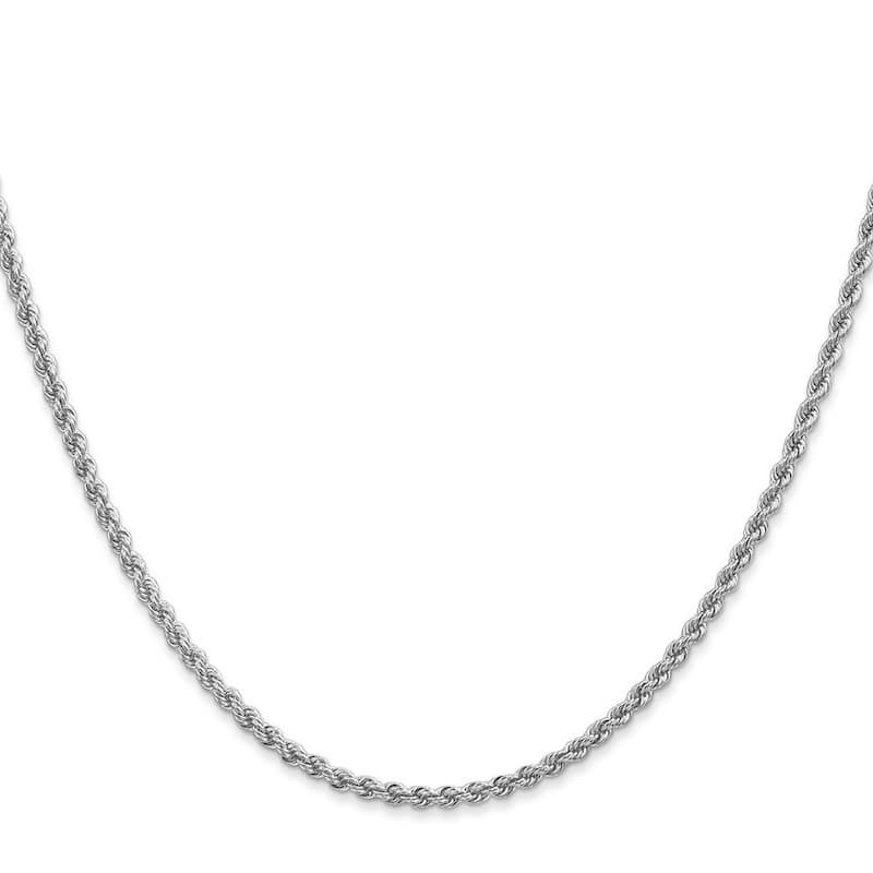 Curata 14k White Gold Solid 2.25mm Regular Rope Bracelet Lobster Claw