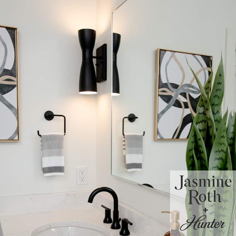 Hunter Zola Black 2-Light Wall Sconce - Bathroom, Bedroom, Dining Room, Hallway - Modern - Designer!