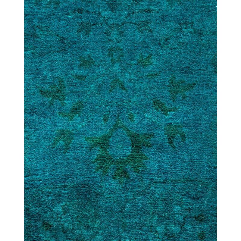 Overton Hand Knotted Wool Vintage Inspired Modern Contemporary Overdyed Blue Area Rug - 3' 3" x 5' 3"