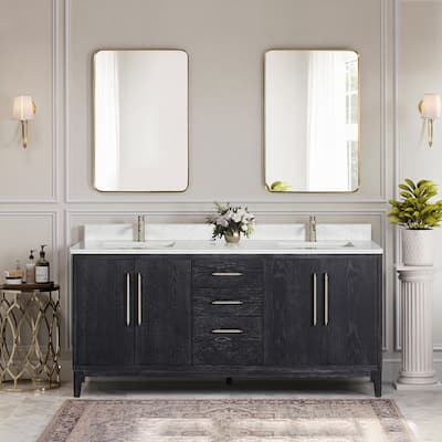 Gara Double Bath Vanity with Composite Stone Top and Mirror