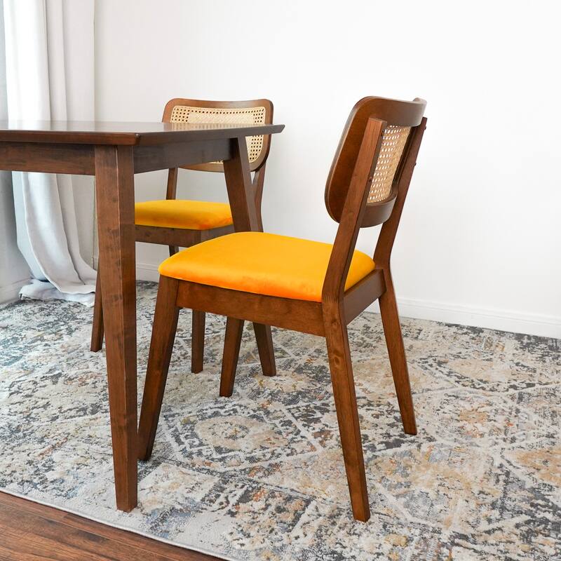 Katy Mid-Century Upholstered Fabric Dining Chair (Set of 2)