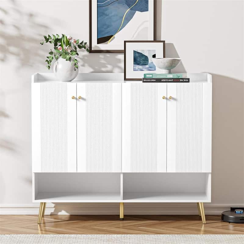 Buffet Cabinet - 14"D x 47.24"W x 39.57"H - 14"D x 47.24"W x 39.57"H - white