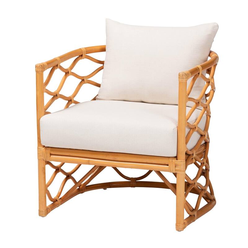 Acelynn Bohemian Light Honey Rattan Arm Chair - Natural