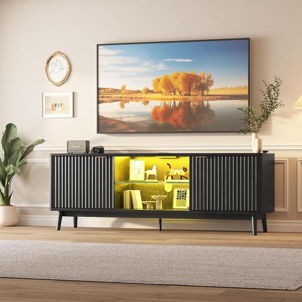 63" TV Stand Entertainment Center with Storage and Adjustable Shelf