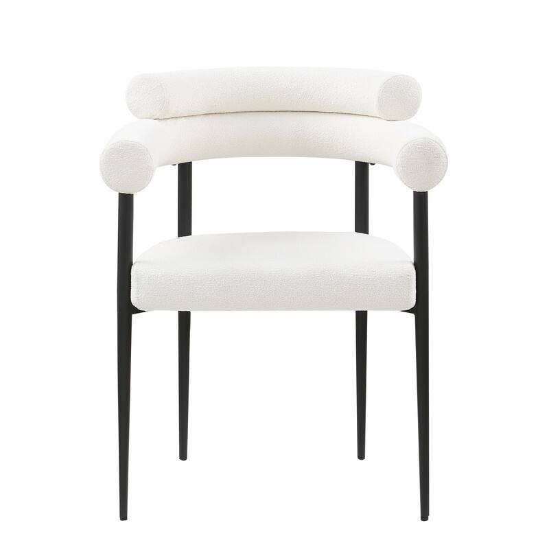 Mid-Century Modern Upholstered Dining Chairs with Metal Legs Set of 2