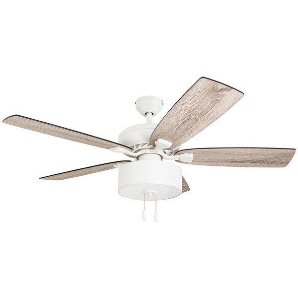 The Gray Barn Theobalds 52-inch Coastal Indoor LED Ceiling Fan with Pull Chains 5 Reversible Blades - 52. Opens flyout.