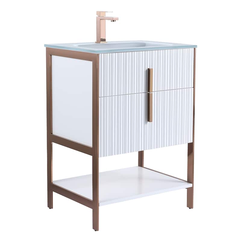 Fine Fixtures Serenity Modern Bathroom Vanity with White Glass Top