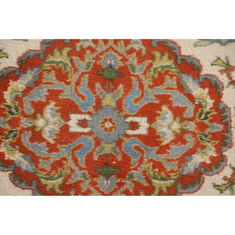 Floral Ivory Kashan Oriental Accent Rug Handmade Wool Carpet - 2'6" x 4'1"