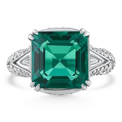 Bliss Diamond 7.10Ct Emerald Asscher Cut Diamond Ring White Gold Lab Grown