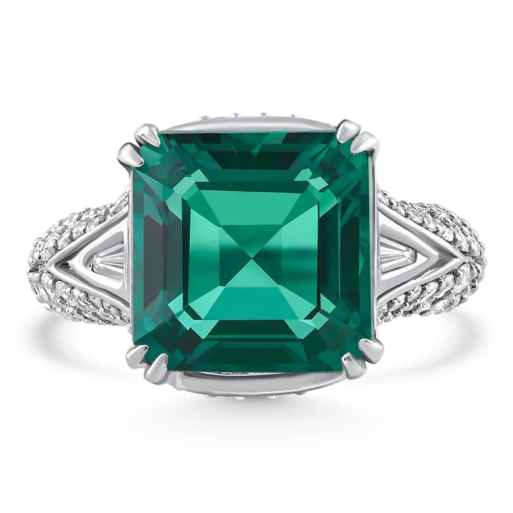 Bliss Diamond 7.10Ct Emerald Asscher Cut Diamond Ring White Gold Lab Grown