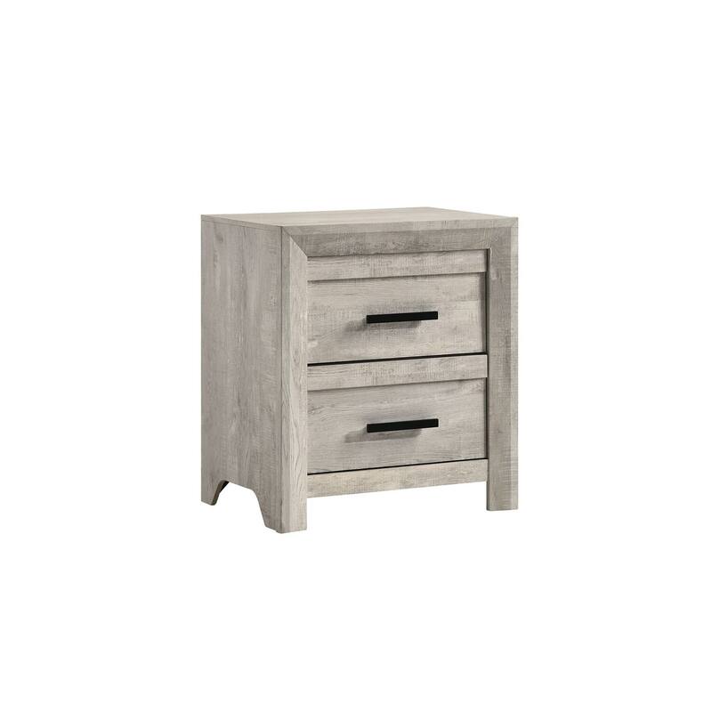 Nightstand 2 Drawer White Bedroom Side Table Rustic Distressed Design