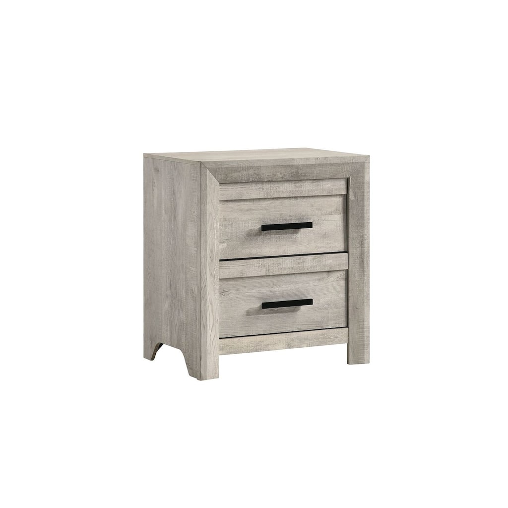Nightstand 2 Drawer White Bedroom Side Table Rustic Distressed Design