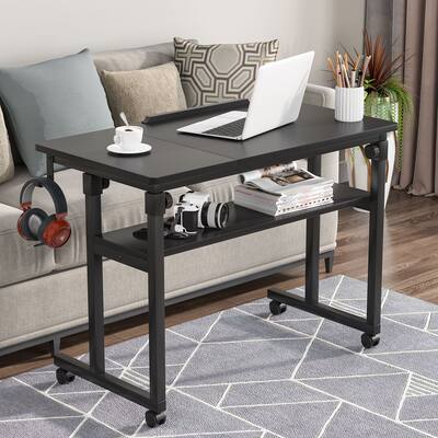 Height Adjustable Standing Laptop Table, Portable Desk for Sofa Bed with Wheels