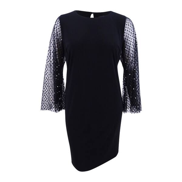 Shop Msk Women S Plus Size Embellished Mesh Sleeve Dress 2x