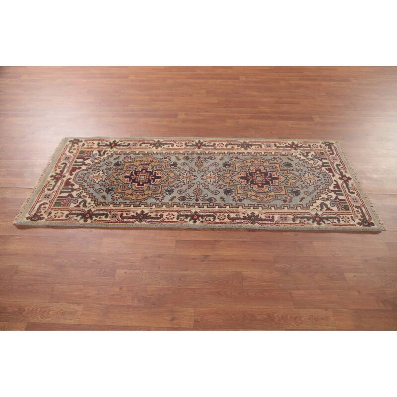 Grey Heriz-Serapi Accent Rug Hand-Knotted Traditional Wool Carpet - 2'6"x 5'11"