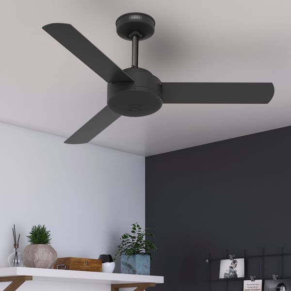 slide 2 of 27, Hunter 52" and 44" Presto Ceiling Fan w/ Wall Control - Contemporary, Industrial, Scandinavian 44" - Matte Black