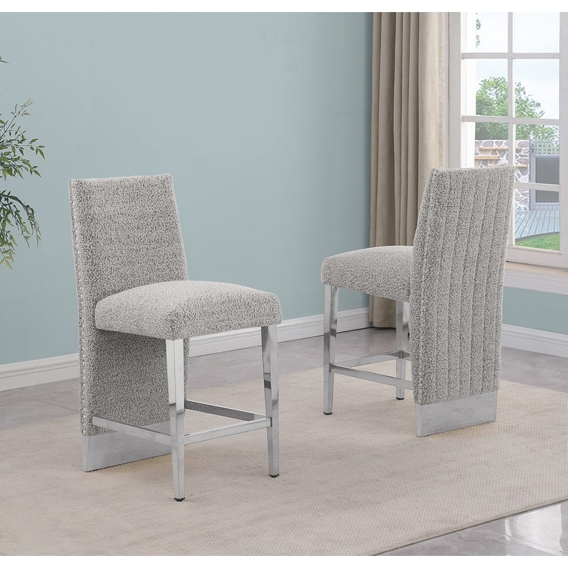 Best Quality Furniture Pleated Chrome Nailhead Trim Chair - N/A - Rich Gray-Chairs