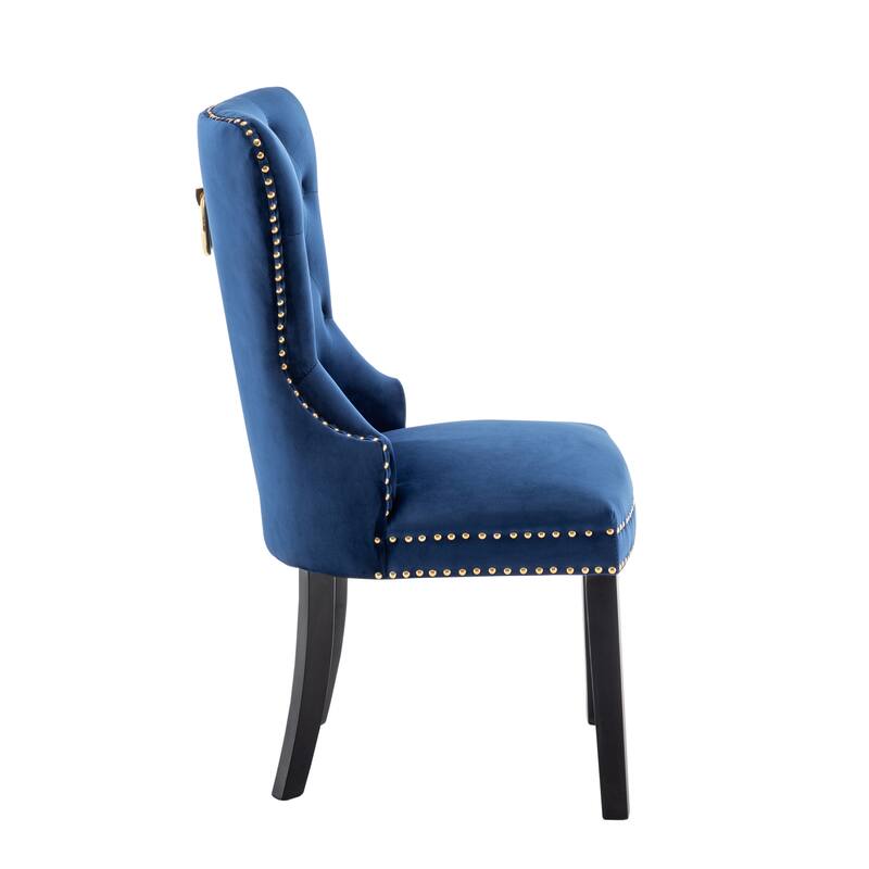 Porthos Home Caja Tufted Velvet Dining Chairs with Rubberwood Legs, Set of 2
