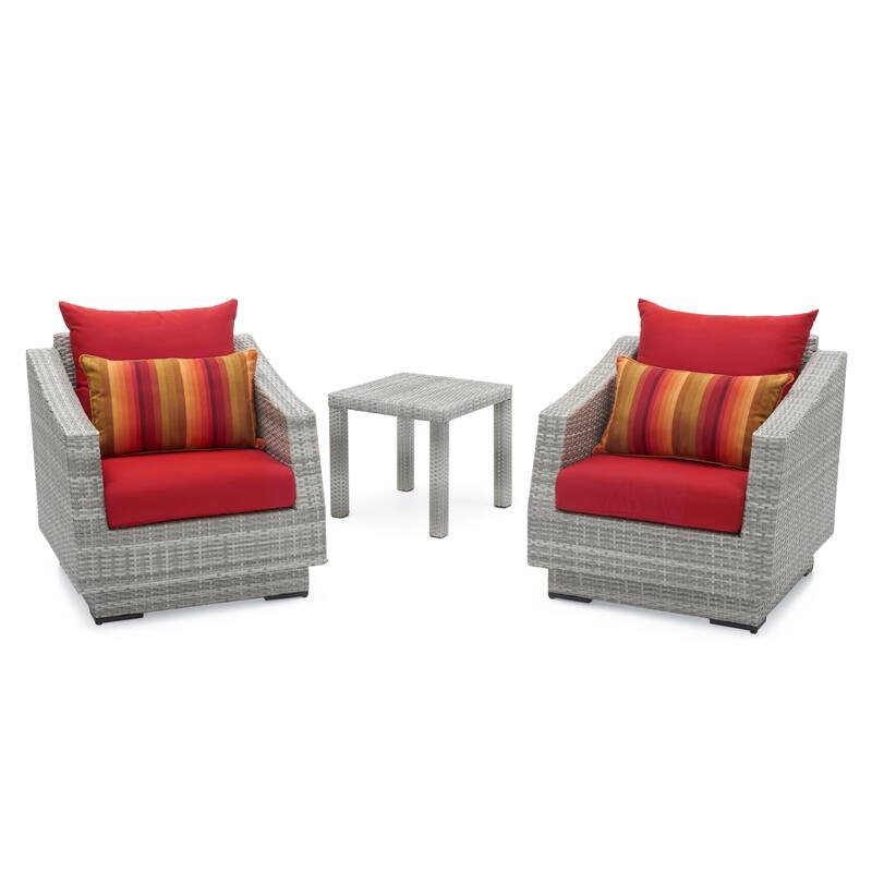 Cannes 3 Piece Aluminum Outdoor Patio Club Chairs & Side Table