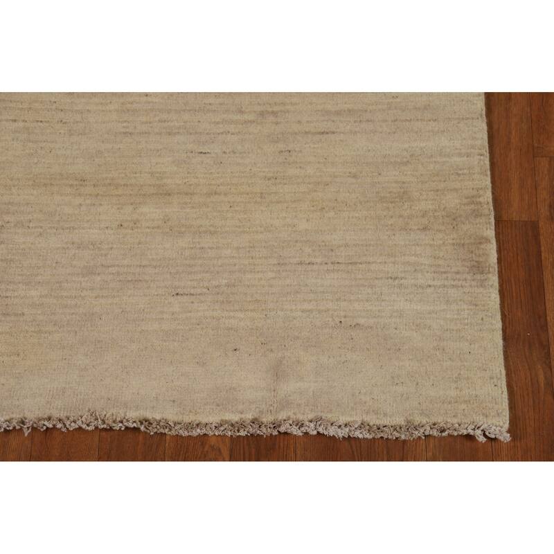Beige Modern Gabbeh Oriental Runner Rug Handmade Wool Carpet - 2'9"x 8'1"