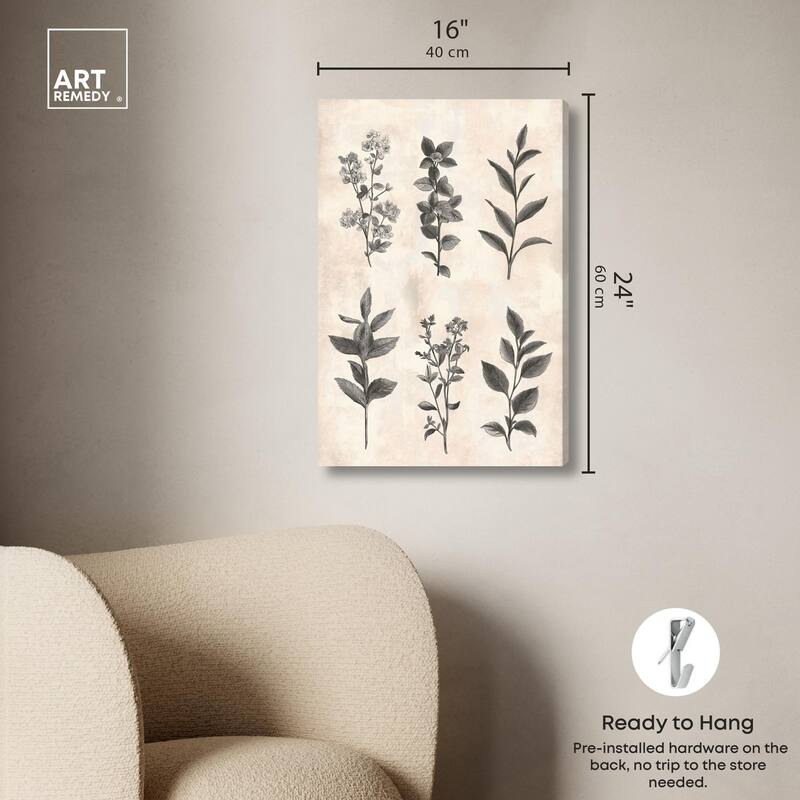 Sepia Stems Canvas by Art Remedy, Gallery Wrapped