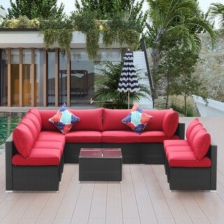 Ainfox Outdoor Sofa Sectional Set Patio Wicker Sofa Set
