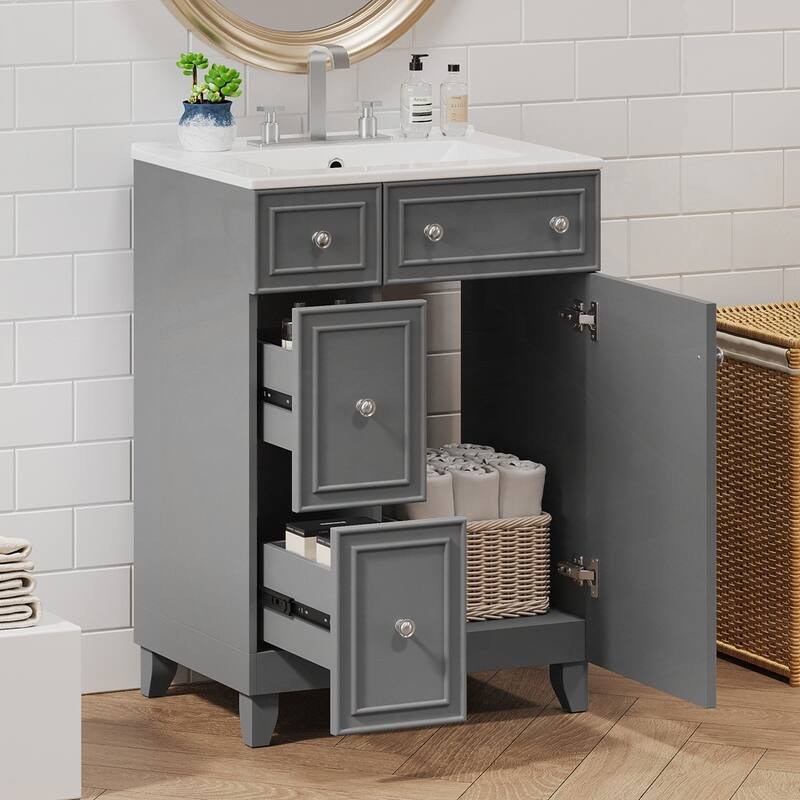 24-Inch Bathroom Vanity Cabinet with Ceramic Sink