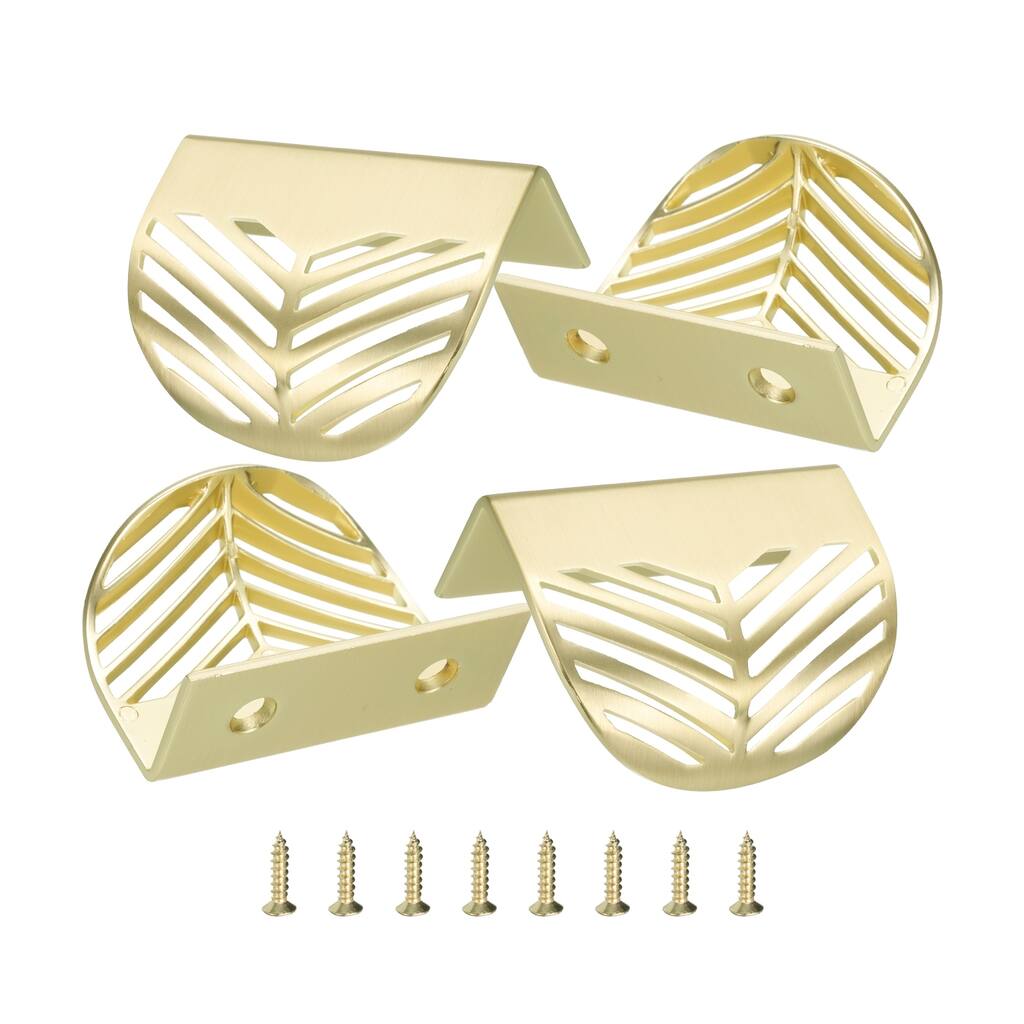 4 Pack Edge Pulls for Cabinets, Hollow Leaf Cabinet Pulls 1-1/4" Hole Centers - Gold