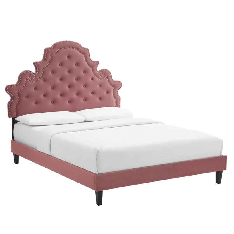 Gwyneth Tufted Performance Velvet Full Platform Bed