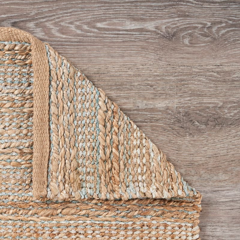 Sevita Organic Jute Interwoven Area Rug, Natural and Spa Blue - 2'0" x 3'0"