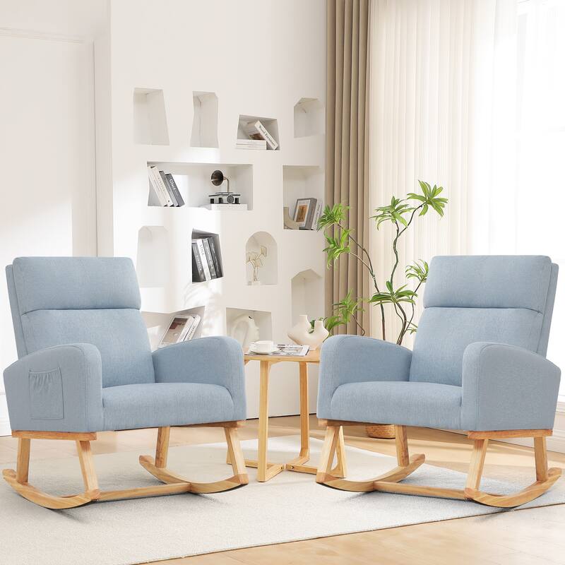 HOMYKA 28" Wide Rocking Chair for Nursery with Solid Wood Leg Set of 2