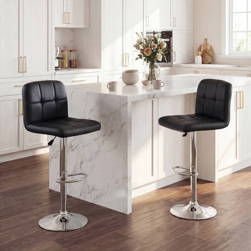Gymax Swivel Bar Stools Set of 2 w/ Backrests Footrests & Metal Base