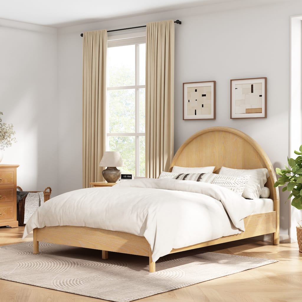 Christopher Knight Home - Modern Mid-Century Wooden Platform Bed with Arched Headboard