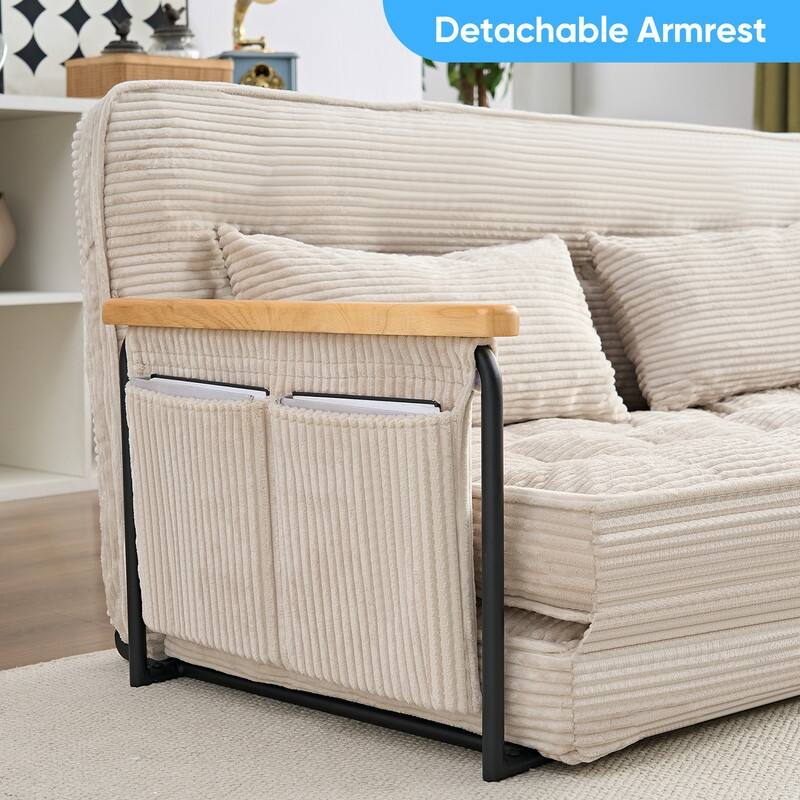 Mixoy Muti-Functional Folding Floor Sofa Bed,3-Seater,2-Seater,1-Seater Lazy Futon Sofa with 6 Position Adjustable Backrest - 86.6''*28''*26.4'' - YELLOW