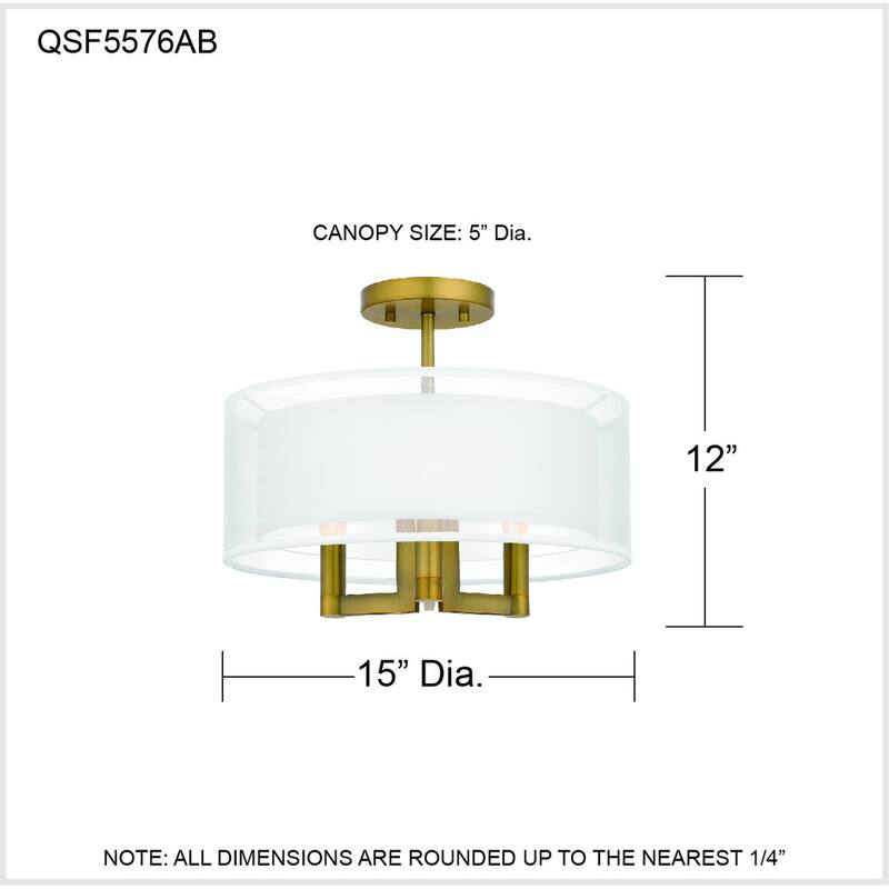 Bodnar 3-Light Aged Brass Semi-Flush Mount - Aged Brass