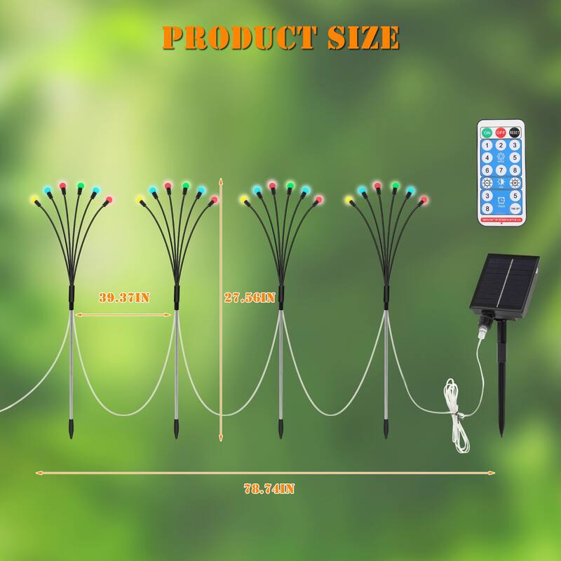 4 IN 1 Solar Firefly Lights 24 LEDs Outdoor Garden Lights