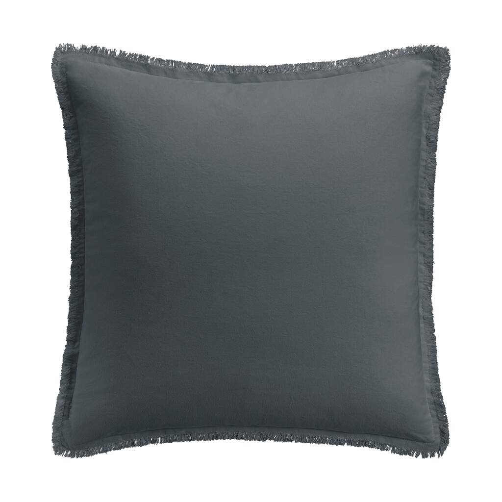 Brielle Home Charcoal Fringe Throw Pillow - 20x20"