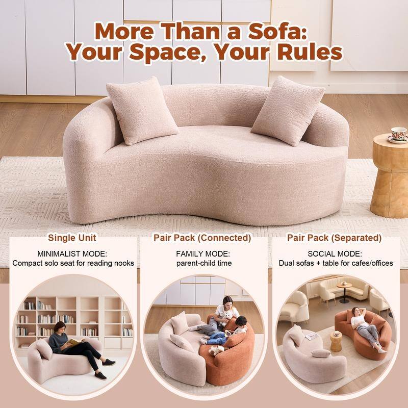 Single S-Curved Chenille Sofa Chair, No Assembly