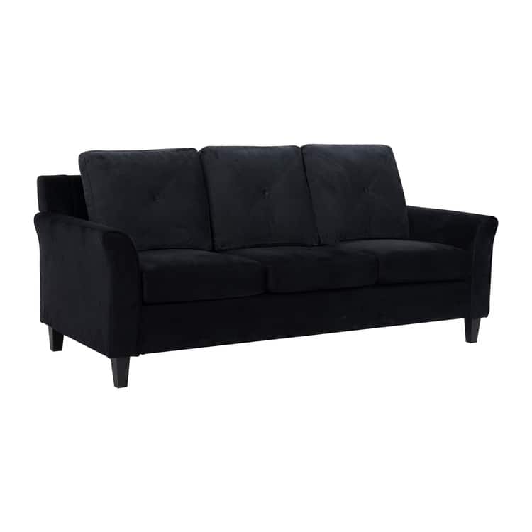 Stylish Sofa Combo: Chesterfield Sofa with Rolled Arms and Button Tufted Flared Arms Microfiber Couch for Small Spaces