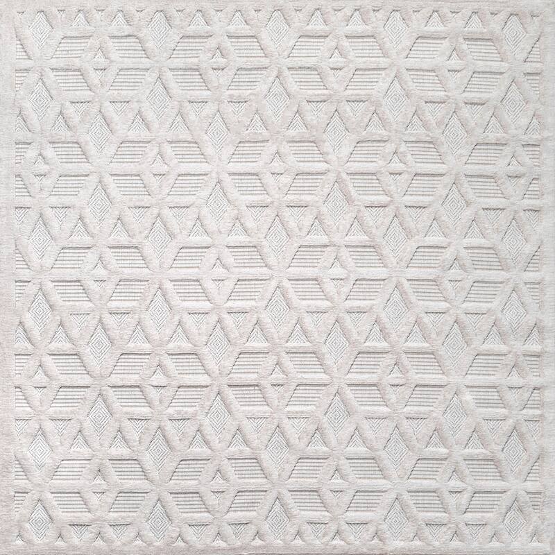 JONATHAN Y Peralta Neutral Geometric Indoor/Outdoor Area Rug - 5' Square - Ivory