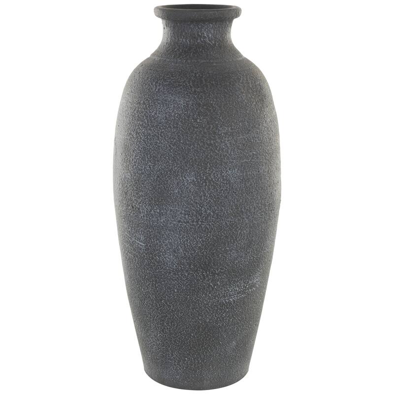 Black Ceramic Textured Whitewashed Vase