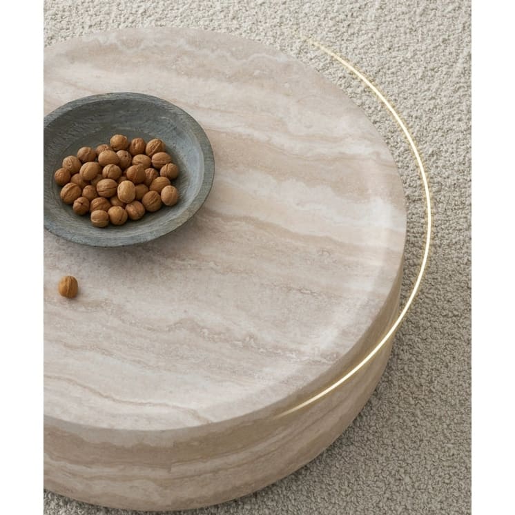 Modern Coffee Table Minimalist Coffee Table Stylish Coffee Table with Faux Travertine Texture, for Living Room