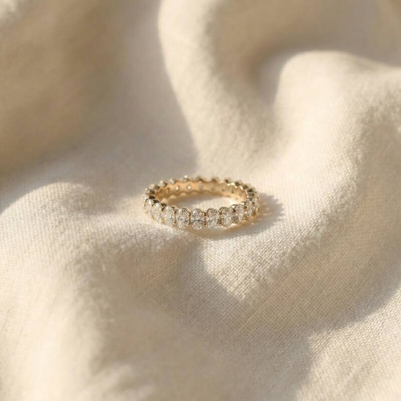 Bliss Diamond 3Ct Oval Diamond Eternity Wedding Ring Gold Lab Grown